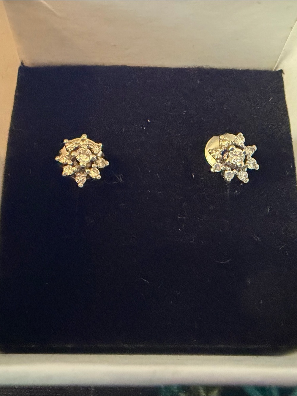 White Gold and Diamond Starburst Stud Earrings - Picture 5 of 7